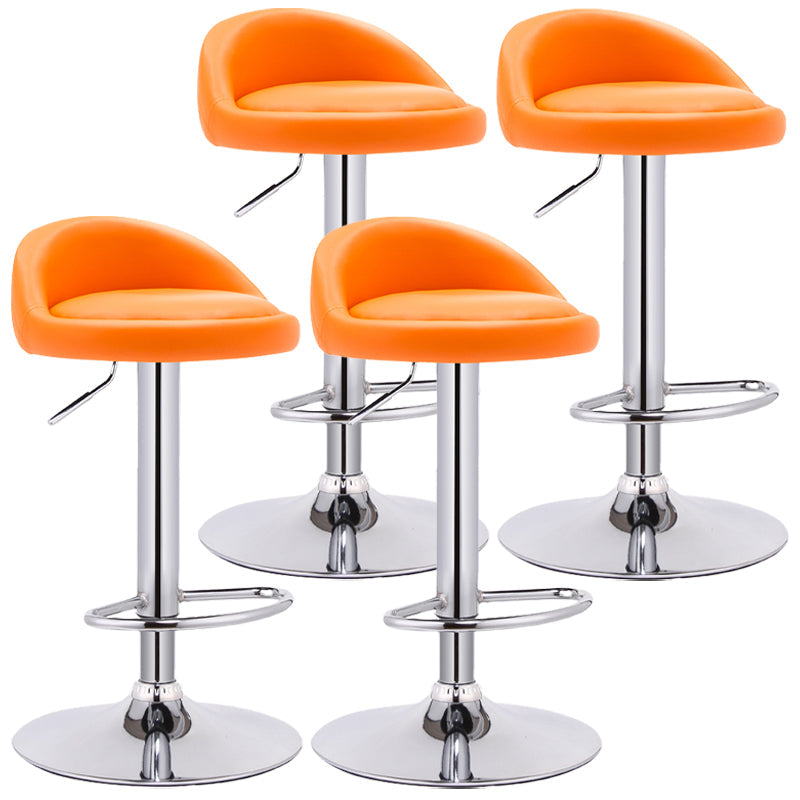 Modern Adjustable Rotatable Counter Stool Steel Bedroom Bar Stool with Cushion Orange 4 Piece Set Clearhalo 'Bar Furniture' 'Bar Stools' 'bar_stools' 'furn' 'furn_bar_stools' 'furniture_bar_stools' 'Kitchen & Dining Furniture' 'kitchen&dining_furn' 'kitchen' 'kitchen_furn' Furniture' 4665356