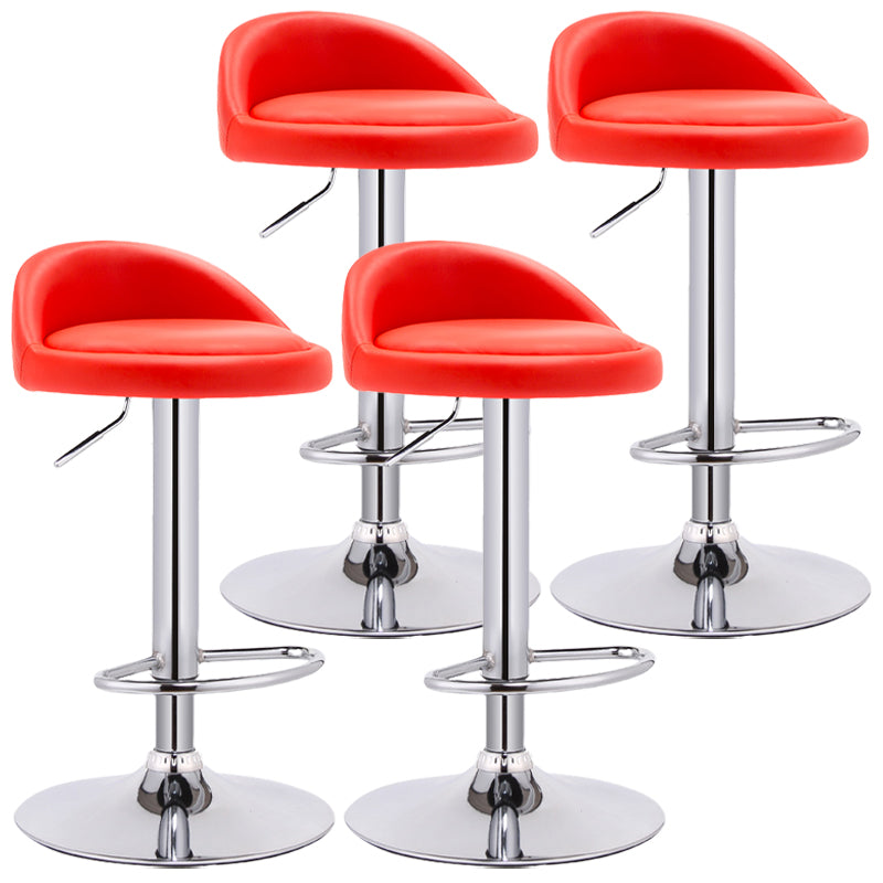 Modern Adjustable Rotatable Counter Stool Steel Bedroom Bar Stool with Cushion Red 4 Piece Set Clearhalo 'Bar Furniture' 'Bar Stools' 'bar_stools' 'furn' 'furn_bar_stools' 'furniture_bar_stools' 'Kitchen & Dining Furniture' 'kitchen&dining_furn' 'kitchen' 'kitchen_furn' Furniture' 4665359