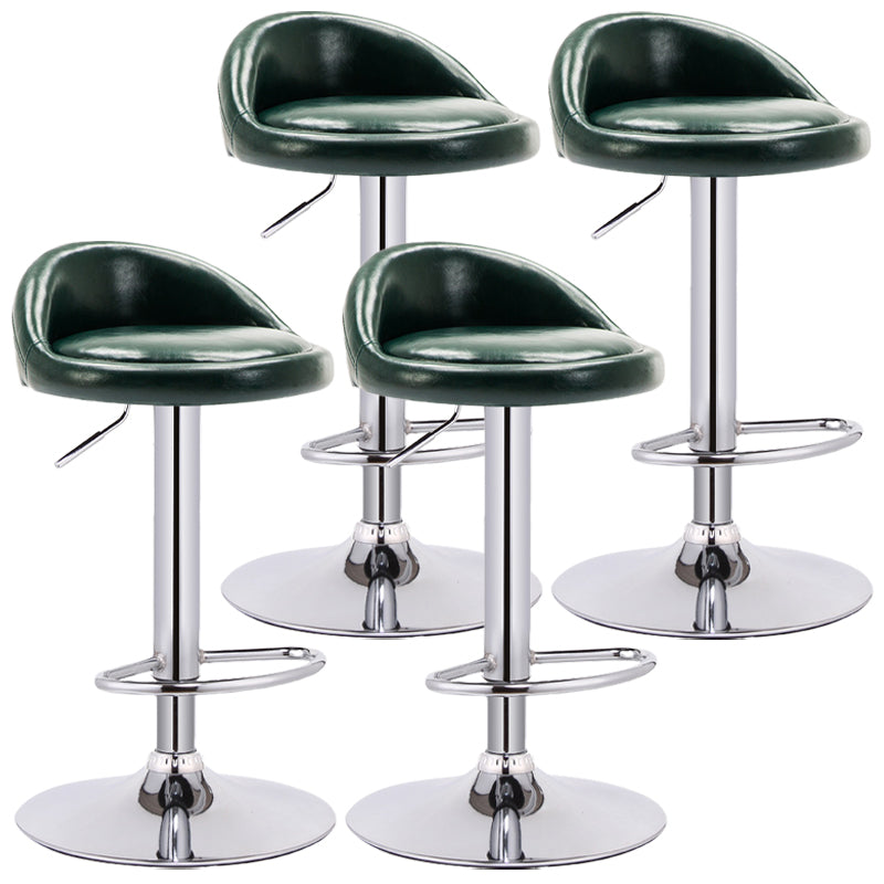 Modern Adjustable Rotatable Counter Stool Steel Bedroom Bar Stool with Cushion Blackish Green 4 Piece Set Clearhalo 'Bar Furniture' 'Bar Stools' 'bar_stools' 'furn' 'furn_bar_stools' 'furniture_bar_stools' 'Kitchen & Dining Furniture' 'kitchen&dining_furn' 'kitchen' 'kitchen_furn' Furniture' 4665362