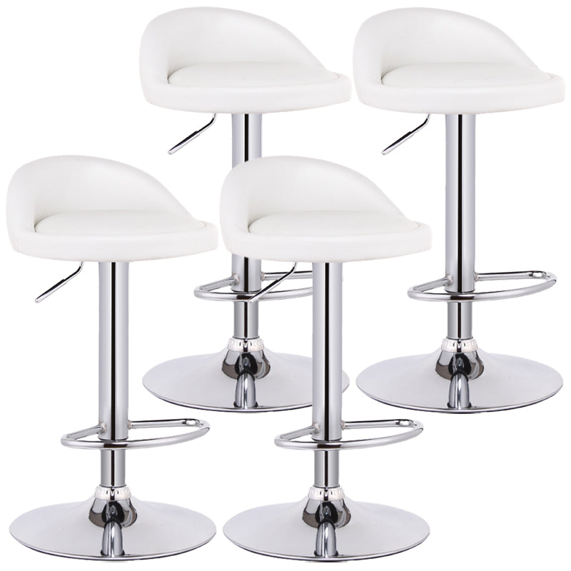 Modern Adjustable Rotatable Counter Stool Steel Bedroom Bar Stool with Cushion White 4 Piece Set Clearhalo 'Bar Furniture' 'Bar Stools' 'bar_stools' 'furn' 'furn_bar_stools' 'furniture_bar_stools' 'Kitchen & Dining Furniture' 'kitchen&dining_furn' 'kitchen' 'kitchen_furn' Furniture' 4665365