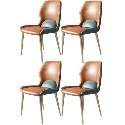 Glam 1/4/5/7 Pieces Scalable Dining Table Set with Sintered Stone Top White Dinette Set 4 Orange Chairs Clearhalo 'Dining Room Sets' 'Dining Tables & Seating' 'dining_room_set' 'furn' 'furn_dining_room_set' 'Furniture' 'furniture_dining_room_set' 'Kitchen & Dining Furniture' 'kitchen&dining_furn' 'kitchen' 4665390