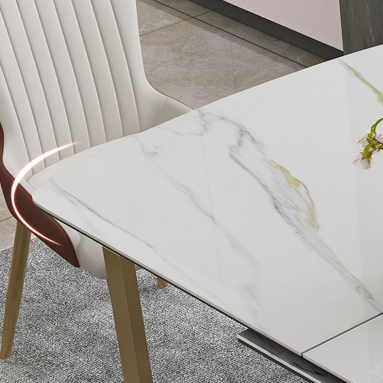 Glam 1/4/5/7 Pieces Scalable Dining Table Set with Sintered Stone Top White Dinette Set Clearhalo 'Dining Room Sets' 'Dining Tables & Seating' 'dining_room_set' 'furn' 'furn_dining_room_set' 'Furniture' 'furniture_dining_room_set' 'Kitchen & Dining Furniture' 'kitchen&dining_furn' 'kitchen' 4665397