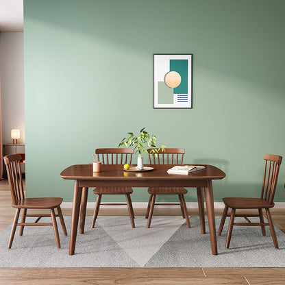 1/2/5/7 Pieces Modern Wood Furniture Standard Height Dining Table Set with 4 Legs 1 Walnut Chair Clearhalo 'Dining Room Sets' 'Dining Tables & Seating' 'dining_room_set' 'furn' 'furn_dining_room_set' 'Furniture' 'furniture_dining_room_set' 'Kitchen & Dining Furniture' 'kitchen&dining_furn' 'kitchen' 4665429
