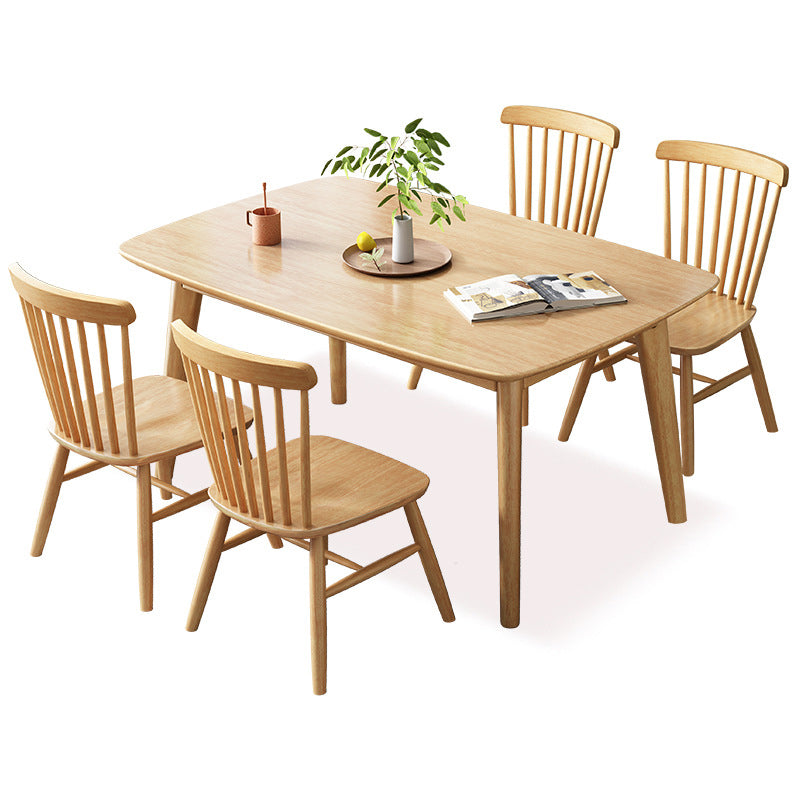 1/2/5/7 Pieces Modern Wood Furniture Standard Height Dining Table Set with 4 Legs 5 Pieces: Wood Table, 4 Chairs Clearhalo 'Dining Room Sets' 'Dining Tables & Seating' 'dining_room_set' 'furn' 'furn_dining_room_set' 'Furniture' 'furniture_dining_room_set' 'Kitchen & Dining Furniture' 'kitchen&dining_furn' 'kitchen' 4665438