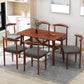 Modern 1/2/5/7 Pieces Dining Set Rectangle Wood Dining Table for Kitchen 7 Pieces: Walnut Table, 6 Light-grey Chairs Clearhalo 'Dining Room Sets' 'Dining Tables & Seating' 'dining_room_set' 'furn' 'furn_dining_room_set' 'Furniture' 'Kitchen & Dining Furniture' 'kitchen&dining_furn' 'kitchen' 4665486
