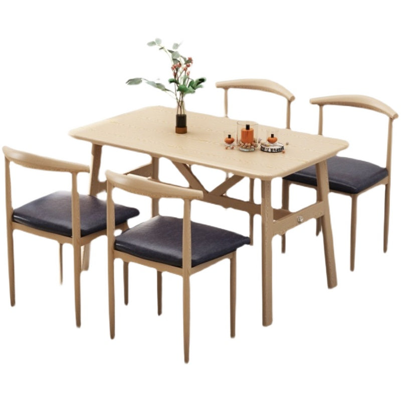 Modern 1/2/5/7 Pieces Dining Set Rectangle Wood Dining Table for Kitchen Clearhalo 'Dining Room Sets' 'Dining Tables & Seating' 'dining_room_set' 'furn' 'furn_dining_room_set' 'Furniture' 'Kitchen & Dining Furniture' 'kitchen&dining_furn' 'kitchen' 4665490