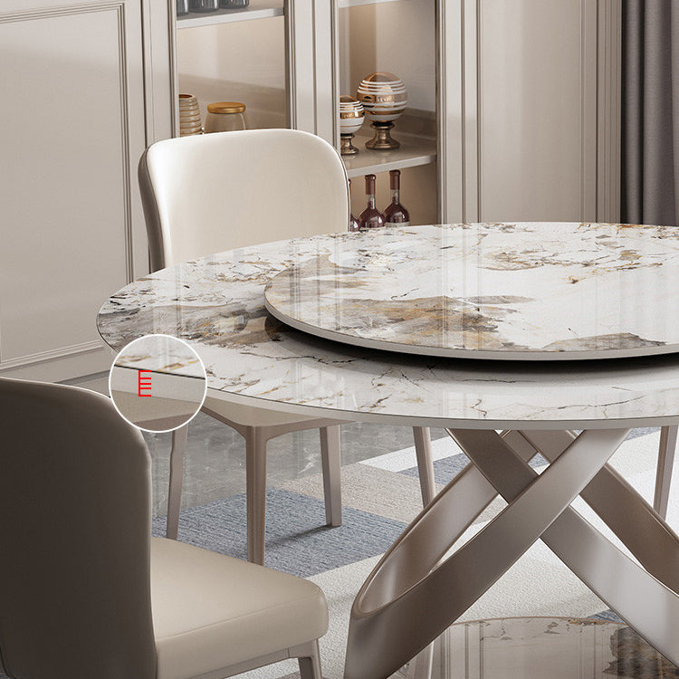 Modern 1/4/5 Pieces Dining Set Round Sintered Stone Dining Table for Dining Room Clearhalo 'Dining Room Sets' 'Dining Tables & Seating' 'dining_room_set' 'furn' 'furn_dining_room_set' 'Furniture' 'furniture_dining_room_set' 'Kitchen & Dining Furniture' 'kitchen&dining_furn' 'kitchen' 4665506