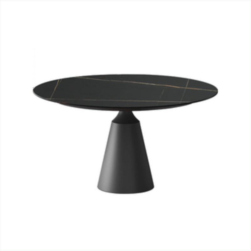 Modern 1/3/4/5 Pieces Black Dining Table Set with Sintered Stone Top Round Dinette Set Clearhalo 'Dining Room Sets' 'Dining Tables & Seating' 'dining_room_set' 'furn' 'furn_dining_room_set' 'Furniture' 'furniture_dining_room_set' 'Kitchen & Dining Furniture' 'kitchen&dining_furn' 'kitchen' 4665568
