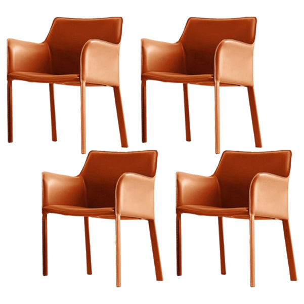 Modern 1/3/4/5 Pieces Black Dining Table Set with Sintered Stone Top Round Dinette Set 4 Orange Chairs Clearhalo 'Dining Room Sets' 'Dining Tables & Seating' 'dining_room_set' 'furn' 'furn_dining_room_set' 'Furniture' 'furniture_dining_room_set' 'Kitchen & Dining Furniture' 'kitchen&dining_furn' 'kitchen' 4665571