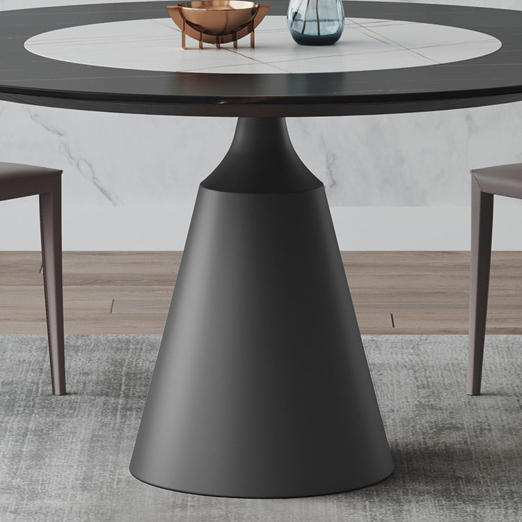 Modern 1/3/4/5 Pieces Black Dining Table Set with Sintered Stone Top Round Dinette Set Clearhalo 'Dining Room Sets' 'Dining Tables & Seating' 'dining_room_set' 'furn' 'furn_dining_room_set' 'Furniture' 'furniture_dining_room_set' 'Kitchen & Dining Furniture' 'kitchen&dining_furn' 'kitchen' 4665573