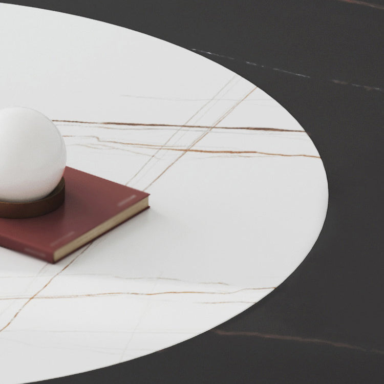 Modern 1/3/4/5 Pieces Black Dining Table Set with Sintered Stone Top Round Dinette Set Clearhalo 'Dining Room Sets' 'Dining Tables & Seating' 'dining_room_set' 'furn' 'furn_dining_room_set' 'Furniture' 'furniture_dining_room_set' 'Kitchen & Dining Furniture' 'kitchen&dining_furn' 'kitchen' 4665577