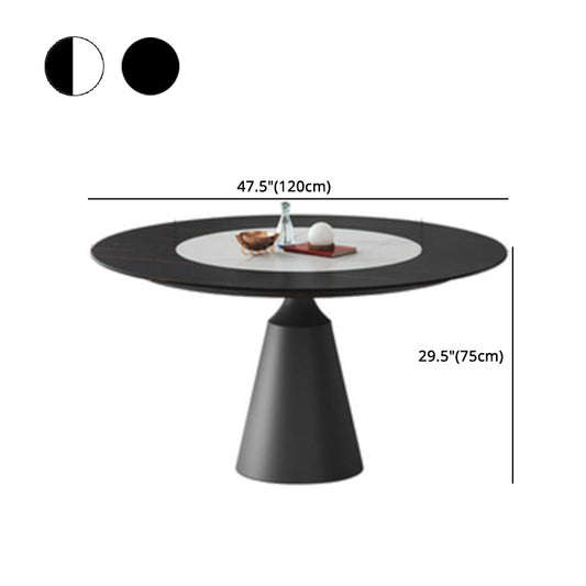 Modern 1/3/4/5 Pieces Black Dining Table Set with Sintered Stone Top Round Dinette Set Clearhalo 'Dining Room Sets' 'Dining Tables & Seating' 'dining_room_set' 'furn' 'furn_dining_room_set' 'Furniture' 'furniture_dining_room_set' 'Kitchen & Dining Furniture' 'kitchen&dining_furn' 'kitchen' 4665579