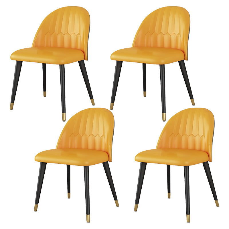 Glam 1/4/5/7 Pieces Dining Set White Standard Height Dining Set 4 Orange Chairs Clearhalo 'Dining Room Sets' 'Dining Tables & Seating' 'dining_room_set' 'furn' 'furn_dining_room_set' 'Furniture' 'furniture_dining_room_set' 'Kitchen & Dining Furniture' 'kitchen&dining_furn' 'kitchen' 4665585