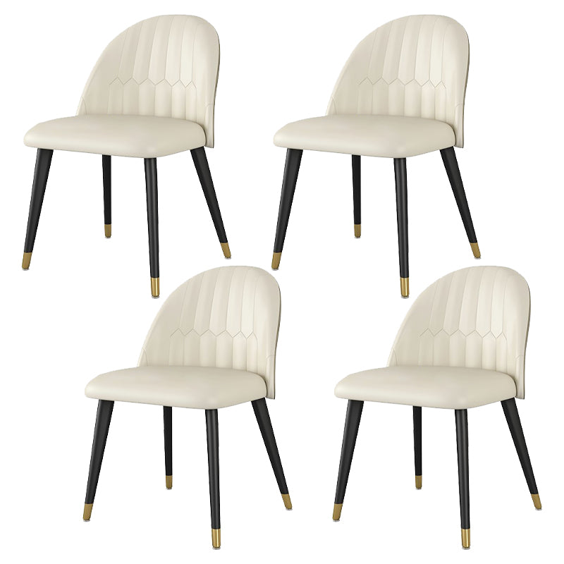 Glam 1/4/5/7 Pieces Dining Set White Standard Height Dining Set 4 Beige Chairs Clearhalo 'Dining Room Sets' 'Dining Tables & Seating' 'dining_room_set' 'furn' 'furn_dining_room_set' 'Furniture' 'furniture_dining_room_set' 'Kitchen & Dining Furniture' 'kitchen&dining_furn' 'kitchen' 4665587