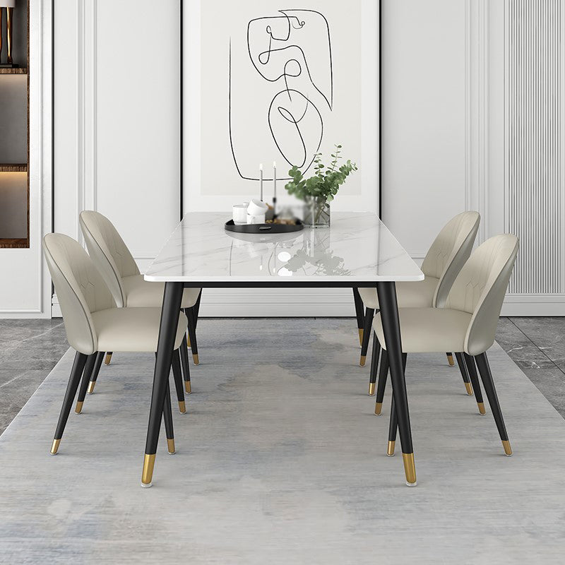 Glam 1/4/5/7 Pieces Dining Set White Standard Height Dining Set 5 Pieces: Table, 4 Chairs Clearhalo 'Dining Room Sets' 'Dining Tables & Seating' 'dining_room_set' 'furn' 'furn_dining_room_set' 'Furniture' 'furniture_dining_room_set' 'Kitchen & Dining Furniture' 'kitchen&dining_furn' 'kitchen' 4665588