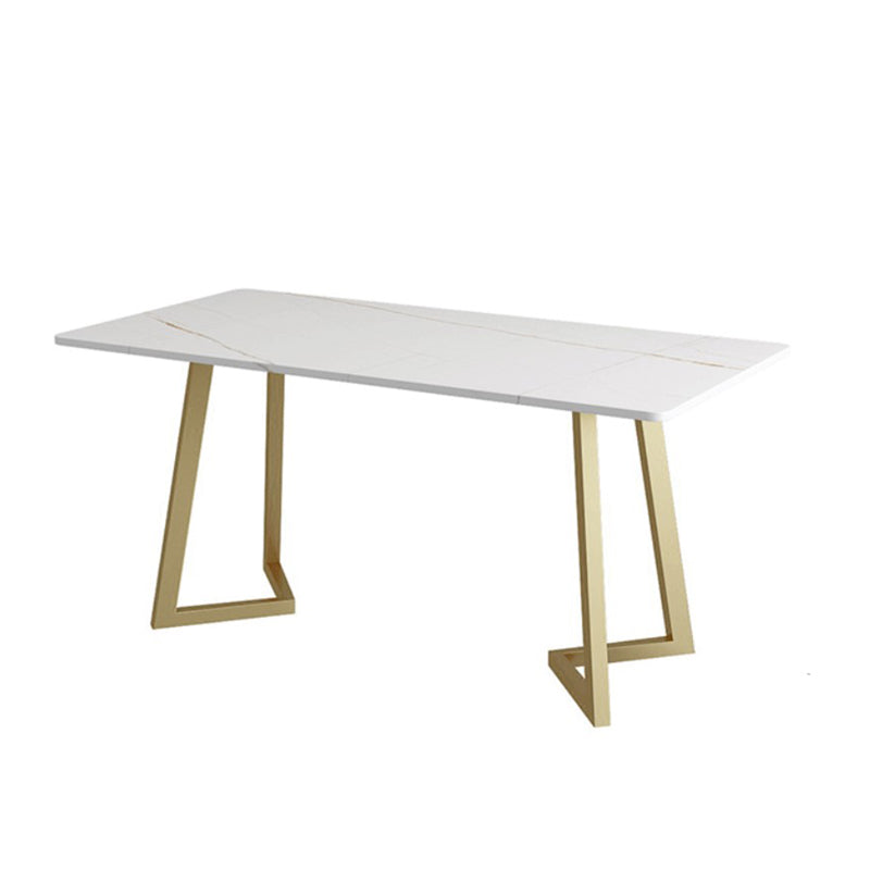 Glam Style 1/5 Pieces Dining Set with Rectangle Stone Top Table for Dining Room White 63"L x 28"W Clearhalo 'Dining Room Sets' 'Dining Tables & Seating' 'dining_room_set' 'furn' 'furn_dining_room_set' 'Furniture' 'furniture_dining_room_set' 'Kitchen & Dining Furniture' 'kitchen&dining_furn' 'kitchen' 4665601