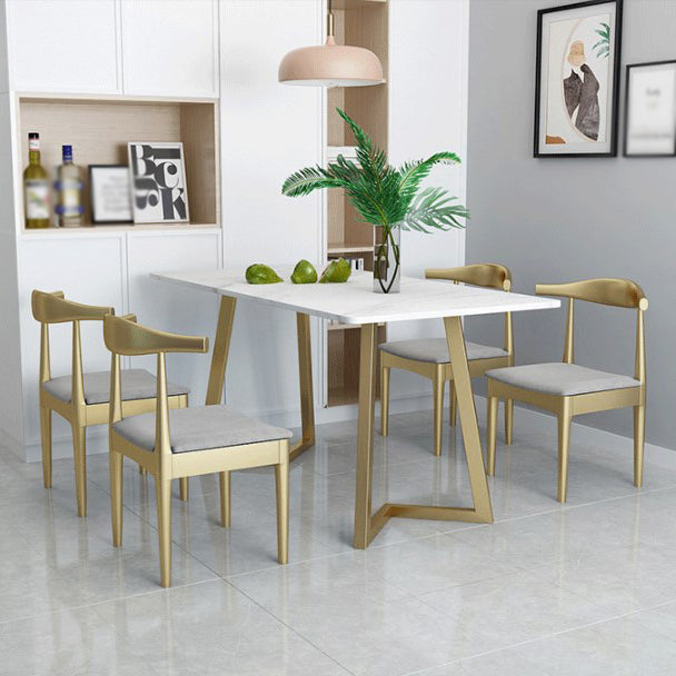 Glam Style 1/5 Pieces Dining Set with Rectangle Stone Top Table for Dining Room Clearhalo 'Dining Room Sets' 'Dining Tables & Seating' 'dining_room_set' 'furn' 'furn_dining_room_set' 'Furniture' 'furniture_dining_room_set' 'Kitchen & Dining Furniture' 'kitchen&dining_furn' 'kitchen' 4665602
