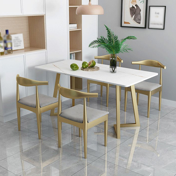 Glam Style 1/5 Pieces Dining Set with Rectangle Stone Top Table for Dining Room Clearhalo 'Dining Room Sets' 'Dining Tables & Seating' 'dining_room_set' 'furn' 'furn_dining_room_set' 'Furniture' 'furniture_dining_room_set' 'Kitchen & Dining Furniture' 'kitchen&dining_furn' 'kitchen' 4665604