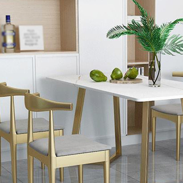 Glam Style 1/5 Pieces Dining Set with Rectangle Stone Top Table for Dining Room Clearhalo 'Dining Room Sets' 'Dining Tables & Seating' 'dining_room_set' 'furn' 'furn_dining_room_set' 'Furniture' 'furniture_dining_room_set' 'Kitchen & Dining Furniture' 'kitchen&dining_furn' 'kitchen' 4665608