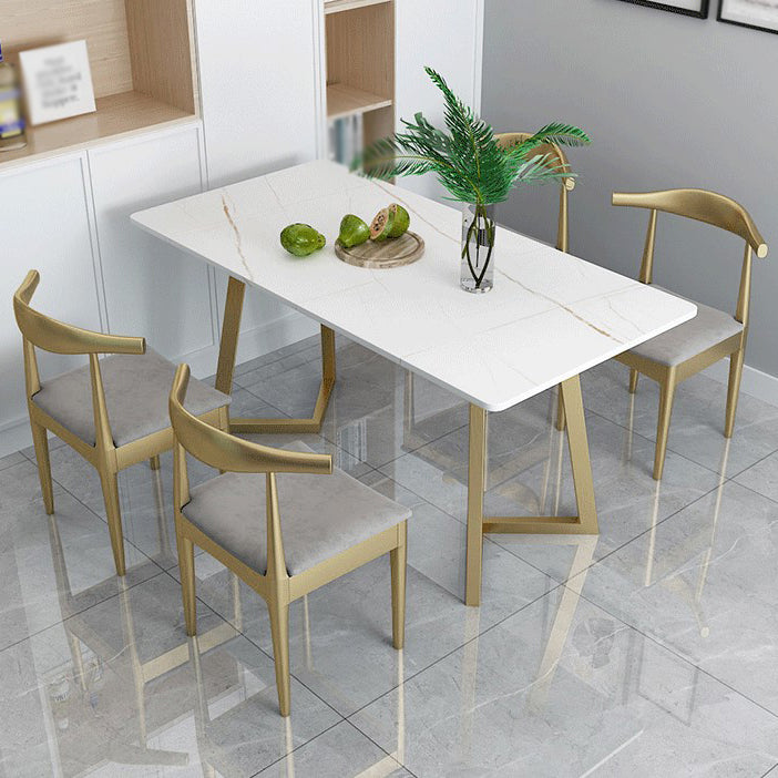 Glam Style 1/5 Pieces Dining Set with Rectangle Stone Top Table for Dining Room Clearhalo 'Dining Room Sets' 'Dining Tables & Seating' 'dining_room_set' 'furn' 'furn_dining_room_set' 'Furniture' 'furniture_dining_room_set' 'Kitchen & Dining Furniture' 'kitchen&dining_furn' 'kitchen' 4665610