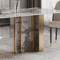 1/4/5/9 Pieces Rectangle Glam Furniture Stone Dining Table Set with Double Pedestal Base Clearhalo 'Dining Room Sets' 'Dining Tables & Seating' 'dining_room_set' 'furn' 'furn_dining_room_set' 'Furniture' 'furniture_dining_room_set' 'Kitchen & Dining Furniture' 'kitchen&dining_furn' 'kitchen' 4665625