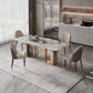 1/4/5/9 Pieces Rectangle Glam Furniture Stone Dining Table Set with Double Pedestal Base Clearhalo 'Dining Room Sets' 'Dining Tables & Seating' 'dining_room_set' 'furn' 'furn_dining_room_set' 'Furniture' 'furniture_dining_room_set' 'Kitchen & Dining Furniture' 'kitchen&dining_furn' 'kitchen' 4665628