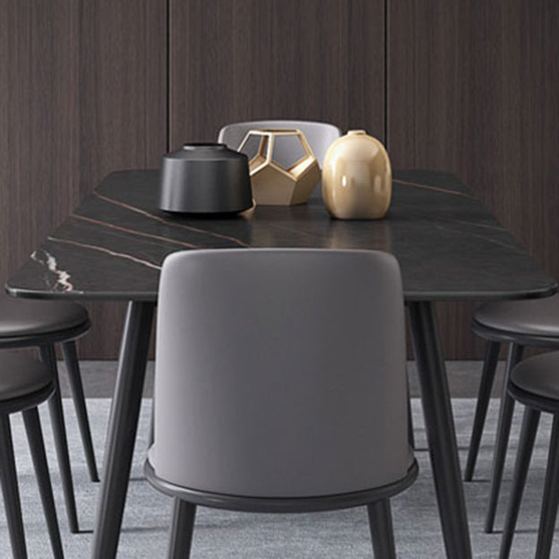 Modern 1/4/6/7 Pieces Black Dining Table Set with Sintered Stone Top Rectangle Dinette Set Clearhalo 'Dining Room Sets' 'Dining Tables & Seating' 'dining_room_set' 'furn' 'furn_dining_room_set' 'Furniture' 'furniture_dining_room_set' 'Kitchen & Dining Furniture' 'kitchen&dining_furn' 'kitchen' 4665643