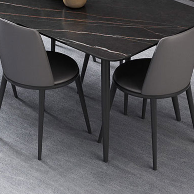 Modern 1/4/6/7 Pieces Black Dining Table Set with Sintered Stone Top Rectangle Dinette Set Clearhalo 'Dining Room Sets' 'Dining Tables & Seating' 'dining_room_set' 'furn' 'furn_dining_room_set' 'Furniture' 'furniture_dining_room_set' 'Kitchen & Dining Furniture' 'kitchen&dining_furn' 'kitchen' 4665644