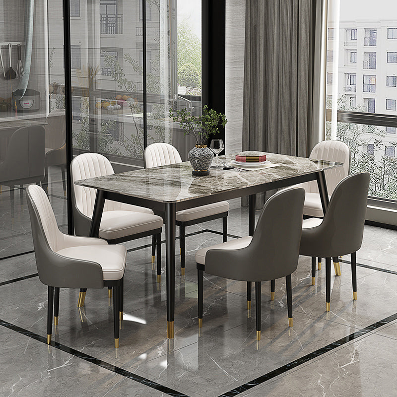 Glam 1/5/7 Pieces Dining Set Rectangle Dining Table Set for Home Use Clearhalo 'Dining Room Sets' 'Dining Tables & Seating' 'dining_room_set' 'furn' 'furn_dining_room_set' 'Furniture' 'furniture_dining_room_set' 'Kitchen & Dining Furniture' 'kitchen&dining_furn' 'kitchen' 4665655