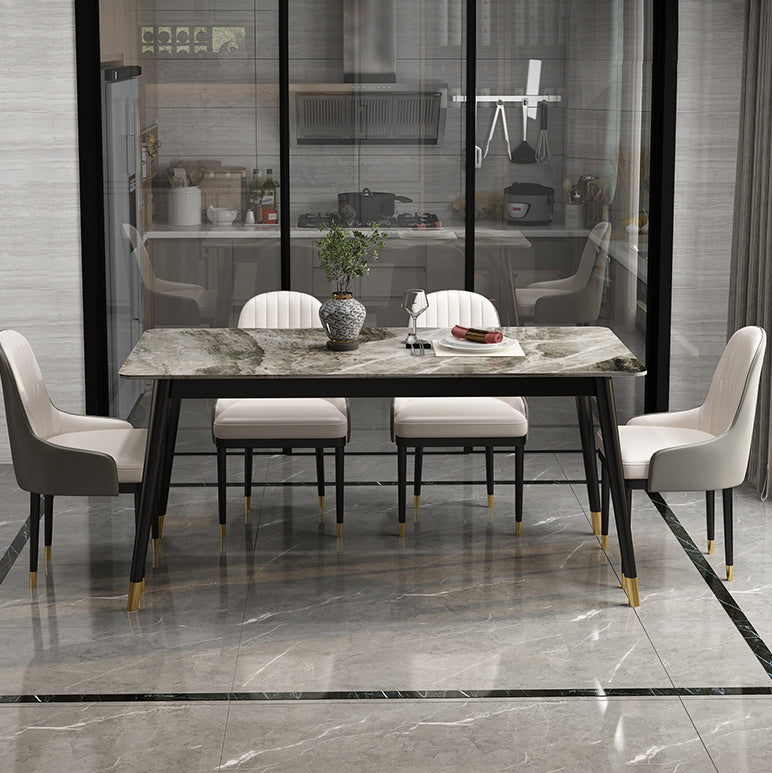 Glam 1/5/7 Pieces Dining Set Rectangle Dining Table Set for Home Use Clearhalo 'Dining Room Sets' 'Dining Tables & Seating' 'dining_room_set' 'furn' 'furn_dining_room_set' 'Furniture' 'furniture_dining_room_set' 'Kitchen & Dining Furniture' 'kitchen&dining_furn' 'kitchen' 4665656