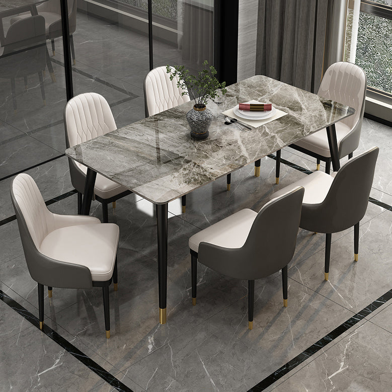 Glam 1/5/7 Pieces Dining Set Rectangle Dining Table Set for Home Use Clearhalo 'Dining Room Sets' 'Dining Tables & Seating' 'dining_room_set' 'furn' 'furn_dining_room_set' 'Furniture' 'furniture_dining_room_set' 'Kitchen & Dining Furniture' 'kitchen&dining_furn' 'kitchen' 4665660