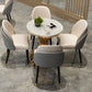 Glam Style 1/2/3/5 Pieces Table Set Gold Base and Stone Top Kitchen Set for Dining Room 5 Pieces: White Table, 4 White Chairs Clearhalo 'Dining Room Sets' 'Dining Tables & Seating' 'dining_room_set' 'furn' 'furn_dining_room_set' 'Furniture' 'furniture_dining_room_set' 'Kitchen & Dining Furniture' 'kitchen&dining_furn' 'kitchen' 4665674