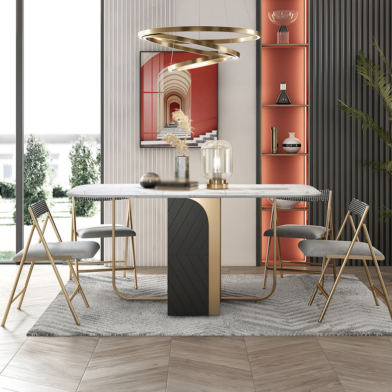 Modern 1/2/3/5 Pieces Foldable Dining Table Set with Sintered Stone Rectangle Dinette Set 5 Pieces: Table, 4 Chairs Clearhalo 'Dining Room Sets' 'Dining Tables & Seating' 'dining_room_set' 'furn' 'furn_dining_room_set' 'Furniture' 'furniture_dining_room_set' 'Kitchen & Dining Furniture' 'kitchen&dining_furn' 'kitchen' 4665689