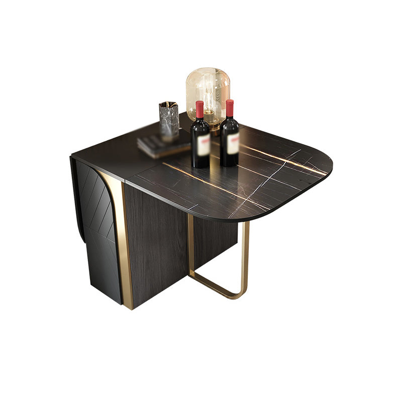 Modern 1/2/3/5 Pieces Foldable Dining Table Set with Sintered Stone Rectangle Dinette Set Black 63"L x 31"W Clearhalo 'Dining Room Sets' 'Dining Tables & Seating' 'dining_room_set' 'furn' 'furn_dining_room_set' 'Furniture' 'furniture_dining_room_set' 'Kitchen & Dining Furniture' 'kitchen&dining_furn' 'kitchen' 4665691