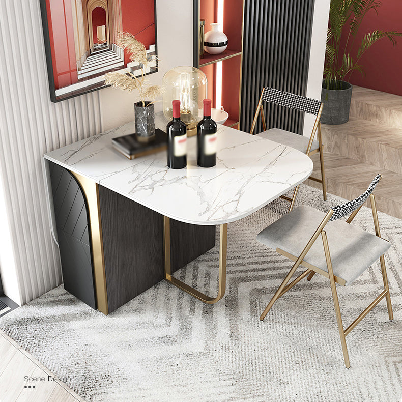 Modern 1/2/3/5 Pieces Foldable Dining Table Set with Sintered Stone Rectangle Dinette Set 3 Pieces: White Table, 2 Chairs Clearhalo 'Dining Room Sets' 'Dining Tables & Seating' 'dining_room_set' 'furn' 'furn_dining_room_set' 'Furniture' 'furniture_dining_room_set' 'Kitchen & Dining Furniture' 'kitchen&dining_furn' 'kitchen' 4665694