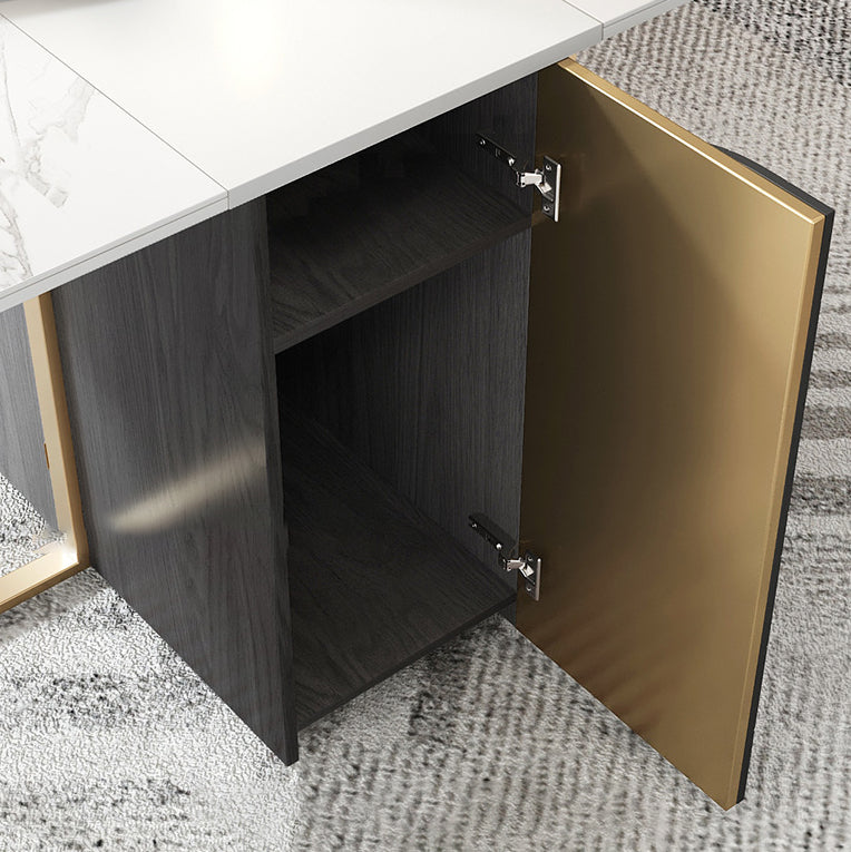 Modern 1/2/3/5 Pieces Foldable Dining Table Set with Sintered Stone Rectangle Dinette Set Clearhalo 'Dining Room Sets' 'Dining Tables & Seating' 'dining_room_set' 'furn' 'furn_dining_room_set' 'Furniture' 'furniture_dining_room_set' 'Kitchen & Dining Furniture' 'kitchen&dining_furn' 'kitchen' 4665699