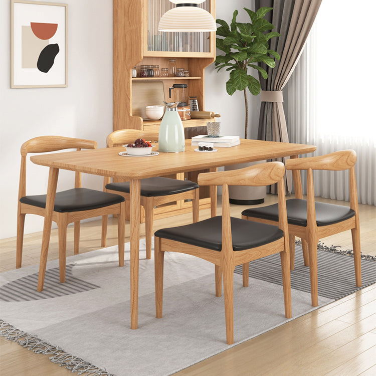 Modern 1/2/3/5 Pieces Rectangle Dining Set Solid Wood Dining Table with Chairs Clearhalo 'Dining Room Sets' 'Dining Tables & Seating' 'dining_room_set' 'furn' 'furn_dining_room_set' 'Furniture' 'furniture_dining_room_set' 'Kitchen & Dining Furniture' 'kitchen&dining_furn' 'kitchen' 4665712