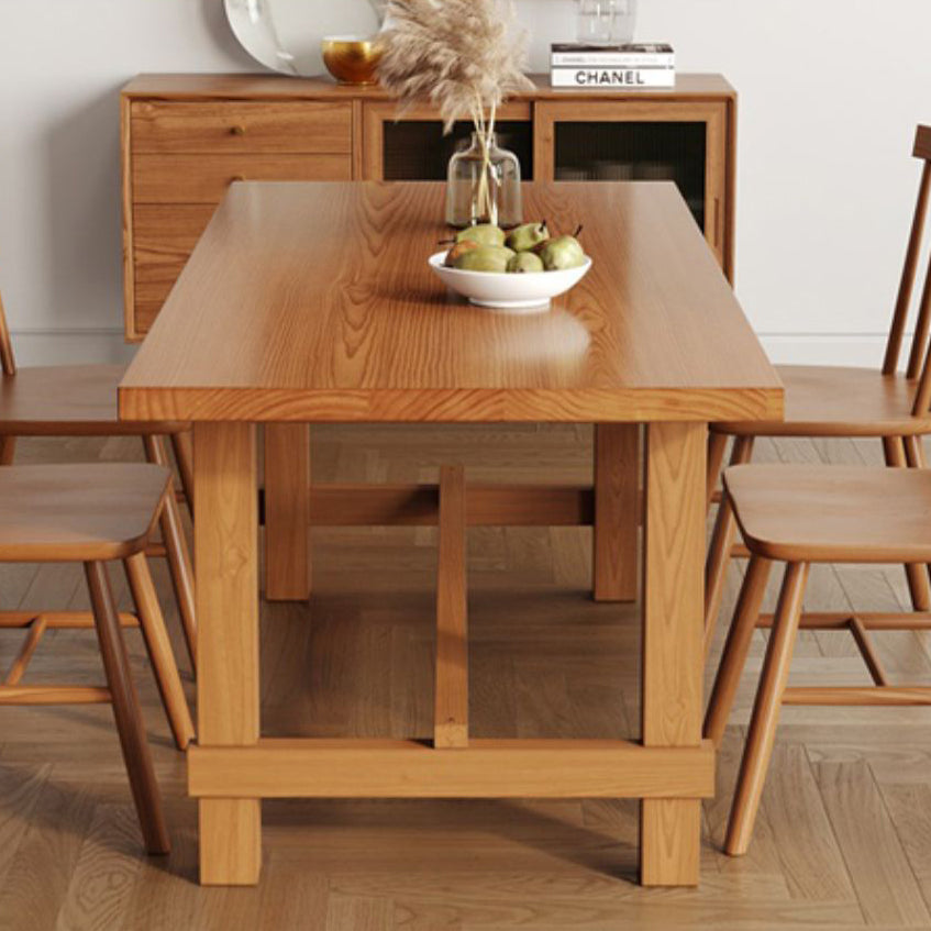 Solid Wood Dining Table Modern Rectangle Table with Trestle Base 63"L x 31.5"W x 29.5"H Without Chairs Clearhalo ' dining_table' 'Dining Tables & Seating' 'Dining Tables' 'furn' 'furn_dining_table' 'Furniture' 'furniture_dining_table' 'Kitchen & Dining Furniture' 'kitchen&dining_furn' 'kitchen' 'kitchen_dining_table' 4665728
