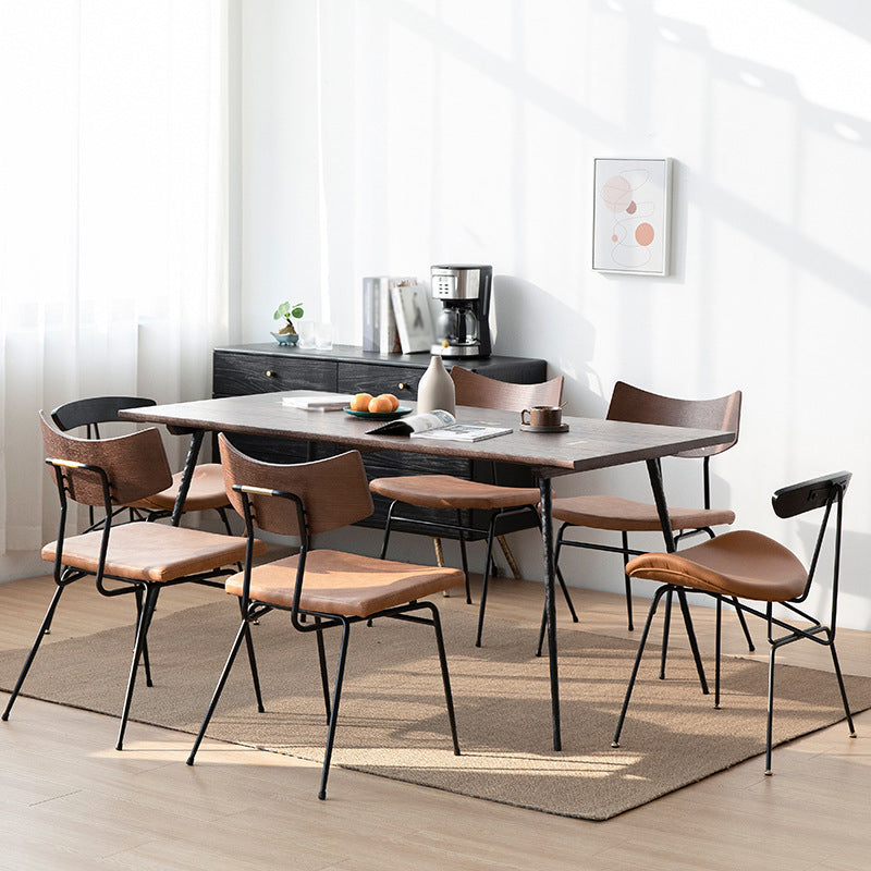 Traditional Luxury Dining Table Rectangle Wooden 4 Legs Table with Metal Base Black Without Chairs Clearhalo ' dining_table' 'Dining Tables & Seating' 'Dining Tables' 'furn' 'furn_dining_table' 'Furniture' 'furniture_dining_table' 'Kitchen & Dining Furniture' 'kitchen&dining_furn' 'kitchen' 'kitchen_dining_table' 4665762