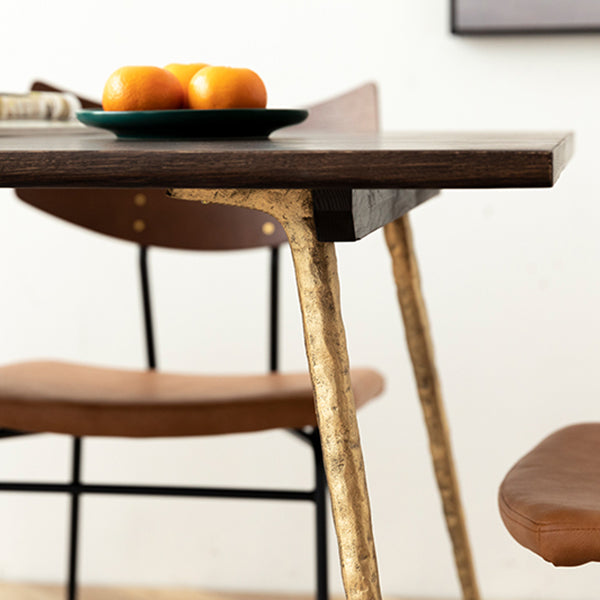 Traditional Luxury Dining Table Rectangle Wooden 4 Legs Table with Metal Base Clearhalo ' dining_table' 'Dining Tables & Seating' 'Dining Tables' 'furn' 'furn_dining_table' 'Furniture' 'furniture_dining_table' 'Kitchen & Dining Furniture' 'kitchen&dining_furn' 'kitchen' 'kitchen_dining_table' 4665770