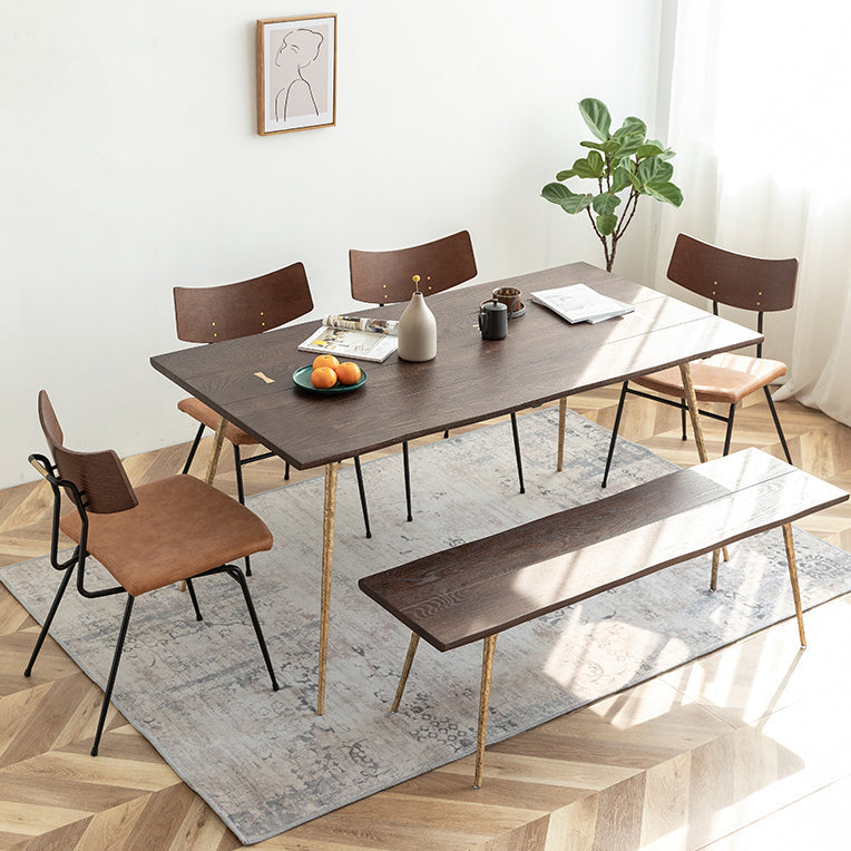 Traditional Luxury Dining Table Rectangle Wooden 4 Legs Table with Metal Base Clearhalo ' dining_table' 'Dining Tables & Seating' 'Dining Tables' 'furn' 'furn_dining_table' 'Furniture' 'furniture_dining_table' 'Kitchen & Dining Furniture' 'kitchen&dining_furn' 'kitchen' 'kitchen_dining_table' 4665774