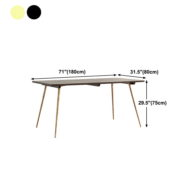 Traditional Luxury Dining Table Rectangle Wooden 4 Legs Table with Metal Base Clearhalo ' dining_table' 'Dining Tables & Seating' 'Dining Tables' 'furn' 'furn_dining_table' 'Furniture' 'furniture_dining_table' 'Kitchen & Dining Furniture' 'kitchen&dining_furn' 'kitchen' 'kitchen_dining_table' 4665778