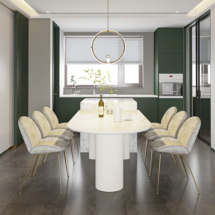 Free Form Sintered Stone Table for Restaurant Modern Indoor White Table with 3 Legs White 47.2"L x 23.6"W x 29.5"H Without Chairs Clearhalo ' dining_table' 'Dining Tables & Seating' 'Dining Tables' 'furn' 'furn_dining_table' 'Furniture' 'furniture_dining_table' 'Kitchen & Dining Furniture' 'kitchen&dining_furn' 'kitchen' 'kitchen_dining_table' 4665813
