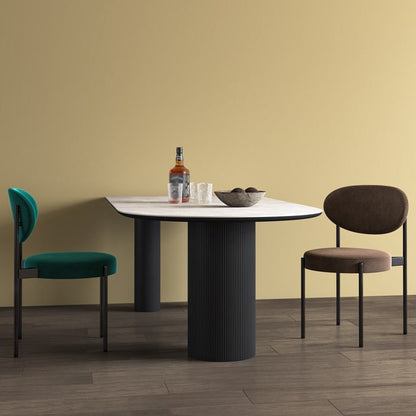 Free Form Sintered Stone Table for Restaurant Modern Indoor White Table with 3 Legs Black Without Chairs Clearhalo ' dining_table' 'Dining Tables & Seating' 'Dining Tables' 'furn' 'furn_dining_table' 'Furniture' 'furniture_dining_table' 'Kitchen & Dining Furniture' 'kitchen&dining_furn' 'kitchen' 'kitchen_dining_table' 4665814