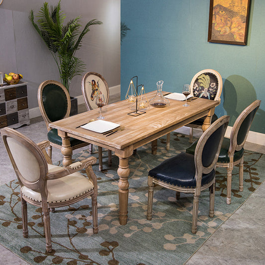 Medieval Modern Pine Wood Table for Restaurant Rectangle Old Table with 4 Legs 47.2"L x 23.6"W x 29.5"H Without Chairs
