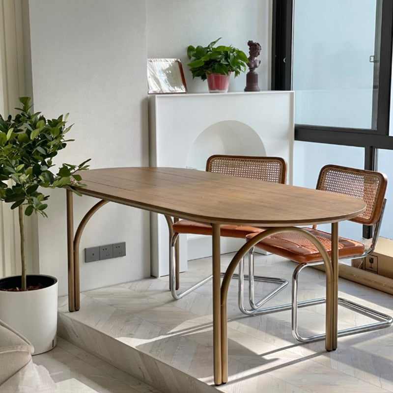Modern Pine Wood Table for Restaurant Oval Indoor Dining Table with 4 Legs 55.1"L x 31.5"W x 29.5"H Without Chairs Clearhalo ' dining_table' 'Dining Tables & Seating' 'Dining Tables' 'furn' 'furn_dining_table' 'Furniture' 'furniture_dining_table' 'Kitchen & Dining Furniture' 'kitchen&dining_furn' 'kitchen' 'kitchen_dining_table' 4665856