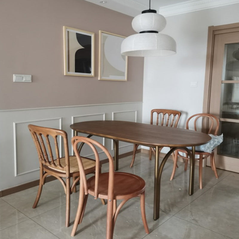 Modern Pine Wood Table for Restaurant Oval Indoor Dining Table with 4 Legs 63"L x 31.5"W x 29.5"H Without Chairs Clearhalo ' dining_table' 'Dining Tables & Seating' 'Dining Tables' 'furn' 'furn_dining_table' 'Furniture' 'furniture_dining_table' 'Kitchen & Dining Furniture' 'kitchen&dining_furn' 'kitchen' 'kitchen_dining_table' 4665859