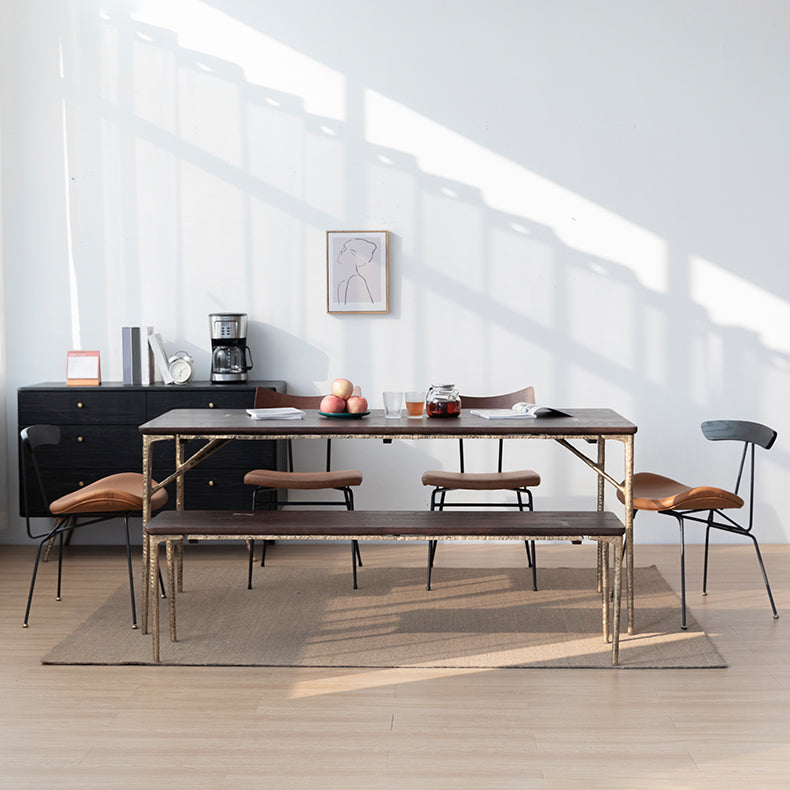 Traditional Luxury Dining Table Brown Solid Wood Dining Table with Metal Base Clearhalo ' dining_table' 'Dining Tables & Seating' 'Dining Tables' 'furn' 'furn_dining_table' 'Furniture' 'furniture_dining_table' 'Kitchen & Dining Furniture' 'kitchen&dining_furn' 'kitchen' 'kitchen_dining_table' 4665879
