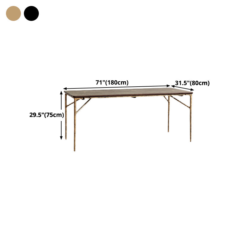 Traditional Luxury Dining Table Brown Solid Wood Dining Table with Metal Base Clearhalo ' dining_table' 'Dining Tables & Seating' 'Dining Tables' 'furn' 'furn_dining_table' 'Furniture' 'furniture_dining_table' 'Kitchen & Dining Furniture' 'kitchen&dining_furn' 'kitchen' 'kitchen_dining_table' 4665883