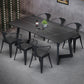 Industrial Style Dining Table Black Sintered Stone Dining Table with Metal Base Double Pedestal 63"L x 27.6"W x 29.5"H Without Chairs Clearhalo ' dining_table' 'Dining Tables & Seating' 'Dining Tables' 'furn' 'furn_dining_table' 'Furniture' 'furniture_dining_table' 'Kitchen & Dining Furniture' 'kitchen&dining_furn' 'kitchen' 'kitchen_dining_table' 4665884